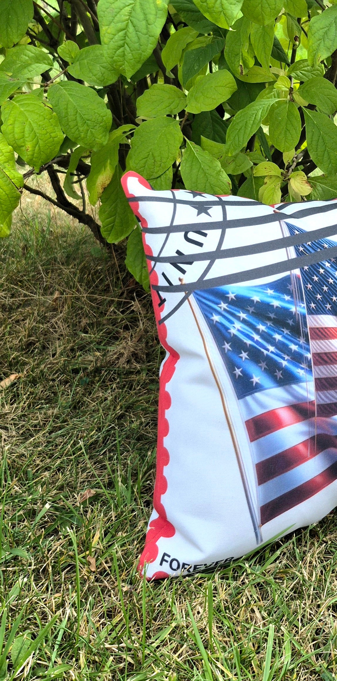 Flag Stamp Outdoor Pillow