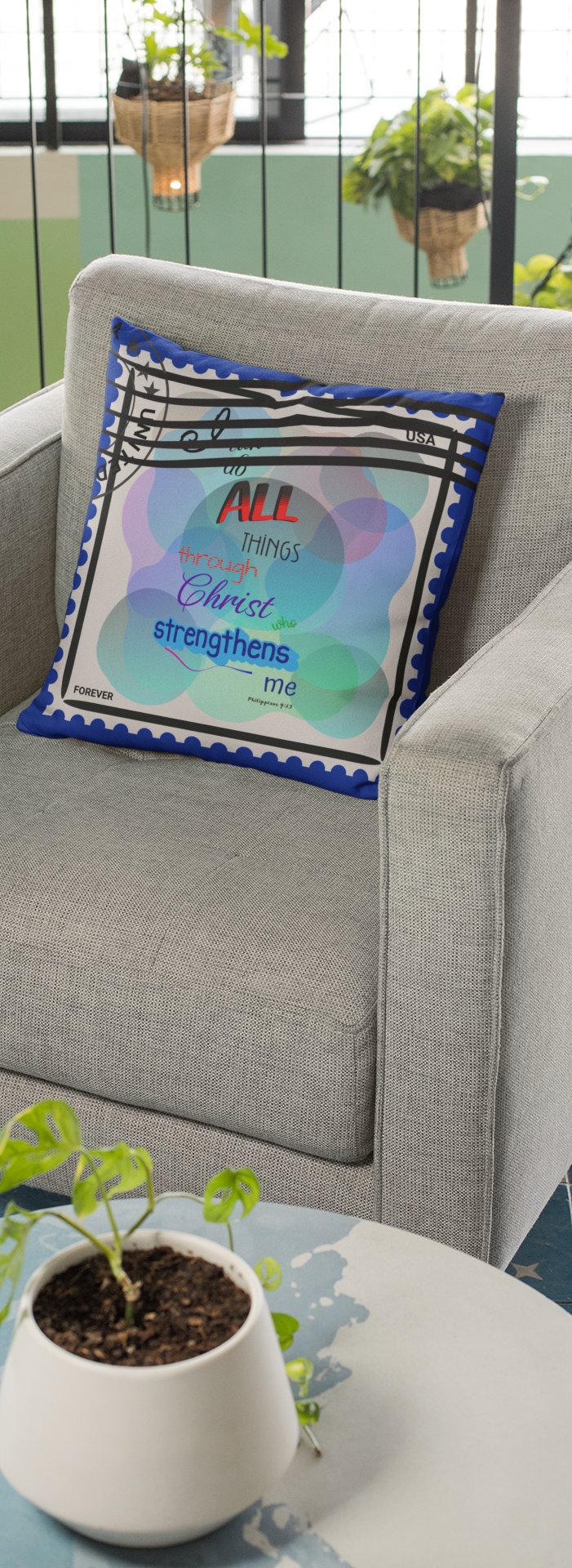 I Can Do All Things Stamp Outdoor Pillow