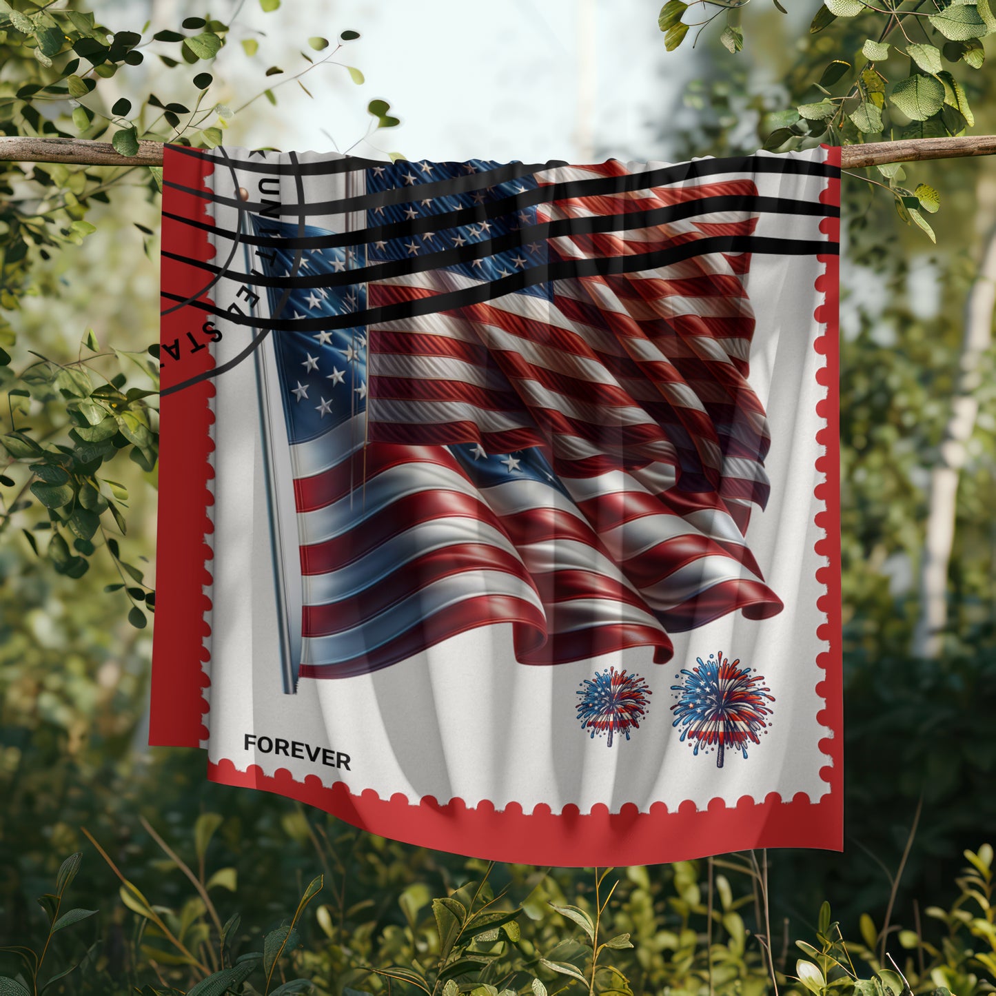 Flag Stamp Velveteen Blanket