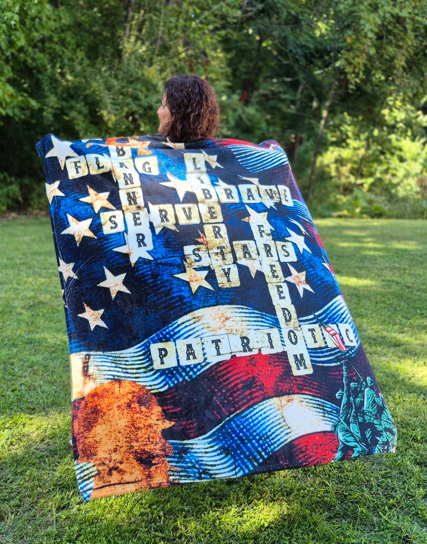 Patriotic Crossword Velveteen Blanket