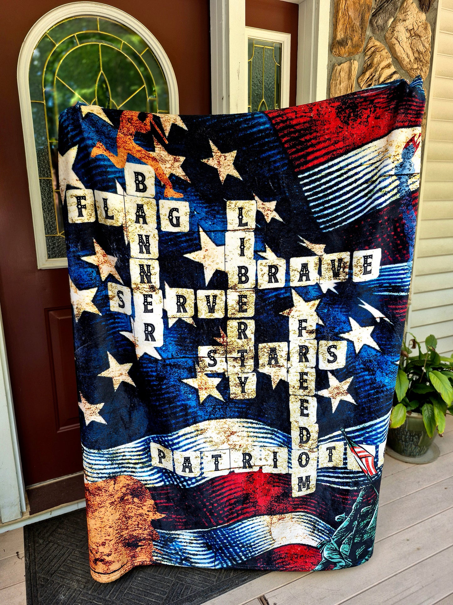 Patriotic Crossword Velveteen Blanket