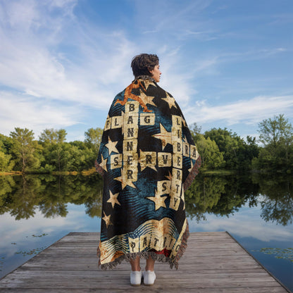 Patriotic Crossword Woven Blanket