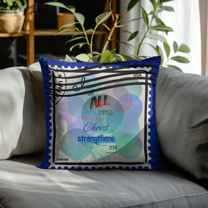 I Can Do All Things Stamp Outdoor Pillow