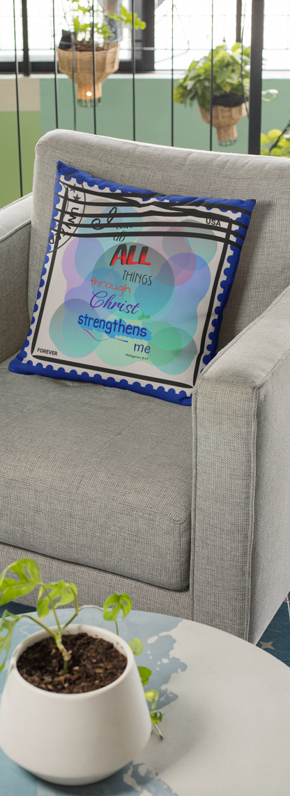 I Can Do All Things Stamp Outdoor Pillow