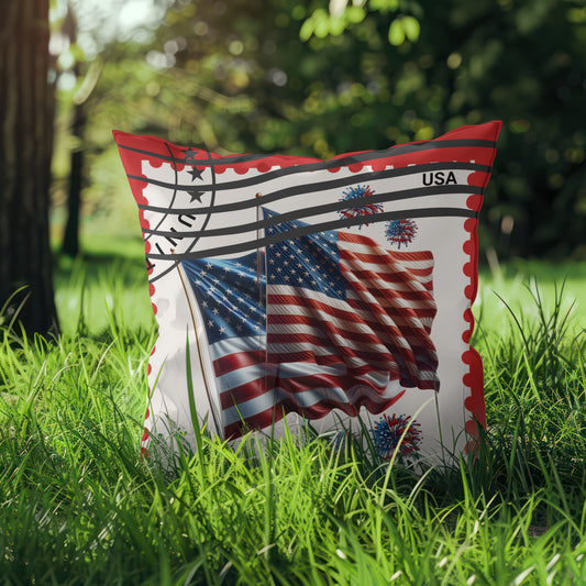 Flag Stamp Outdoor Pillow